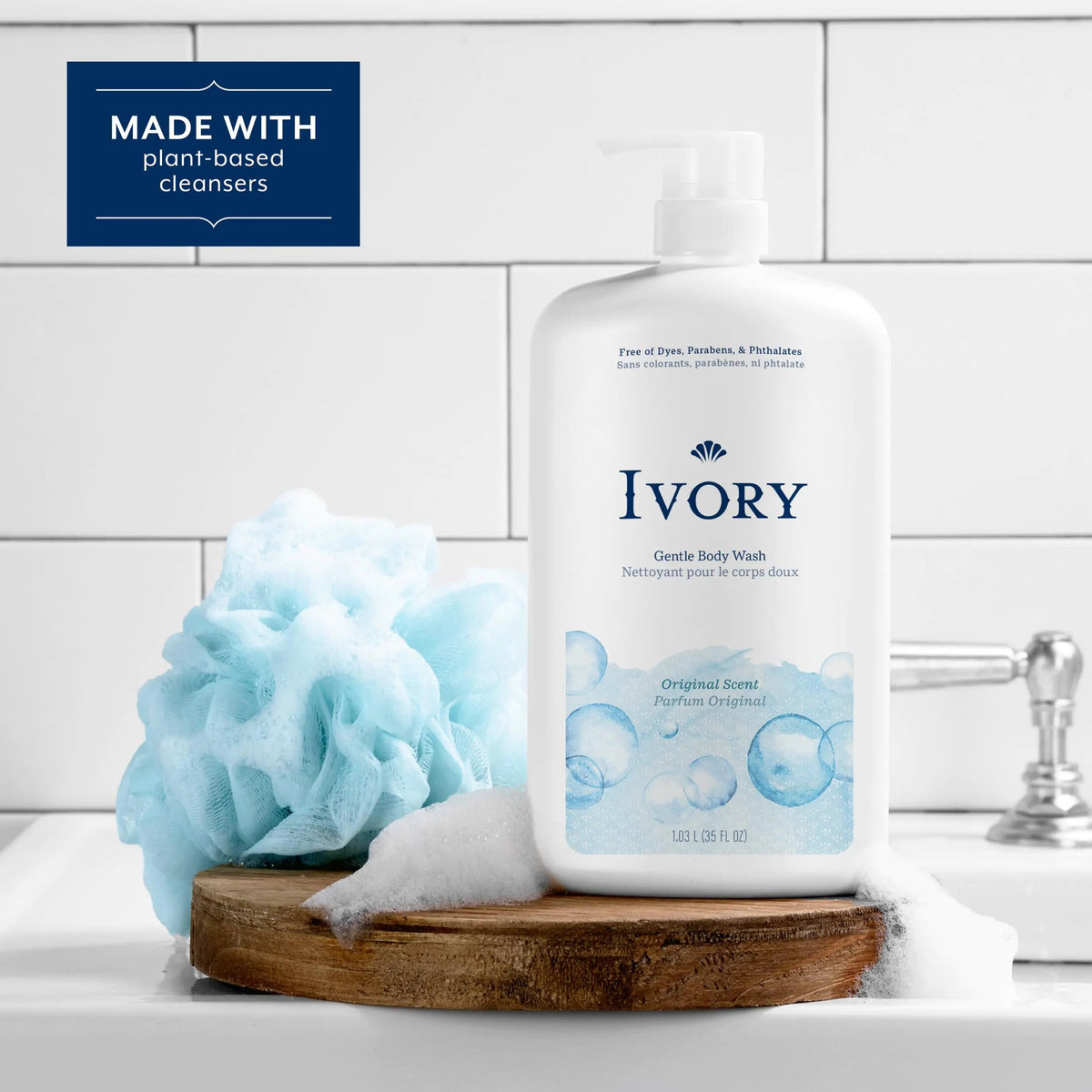 Ivory Gentle Body Wash, Designed for the Whole Family, Free of Dyes Heavy Perfumes Parabens Phthalates & Silicones, Original Scent, 35 oz 35 Fl Oz (Pack of 1) Rieworkes