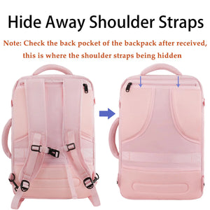 MATEIN Pink Travel Backpack for Women, Large Backpack Airline Approved, Expandable Carry on Backpacks, 35L Convertible Suitcase, Weekender Back Pack for Hiking Sport Gym, Gift for Traveler X-Large Rieworkes