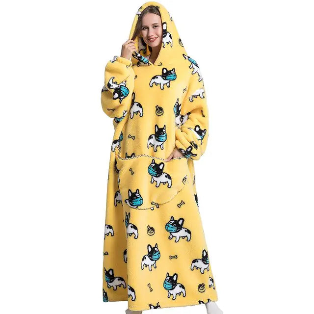 Oversized Long Blanket Hoodie Autumn Winter Fleece Rieworkes
