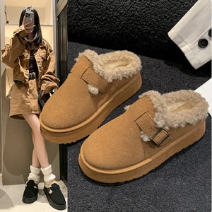 Lux Plush Women's Retro Platform Winter Slippers Rieworkes