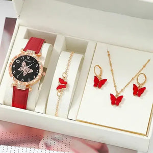 Luxury Rhinestone Butterfly Watch Set Rieworkes