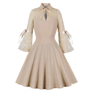 Elegant 1950s Embroidered Mesh Retro Party Dress Mimarta