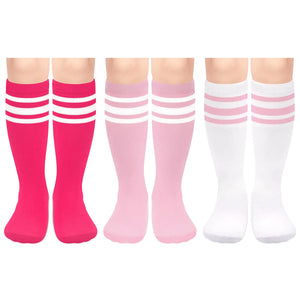 Toddler Soccer Socks Kids Soccer Socks Youth Soccer Socks Kids Baseball Socks Girls Softball Socks Boys Football Socks 6-9 Years 3 Pack Pink/White, Hot Pink/White, White/Pink Rieworkes