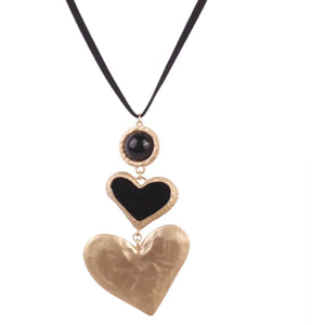 Double Black Heart Necklace Rieworkes
