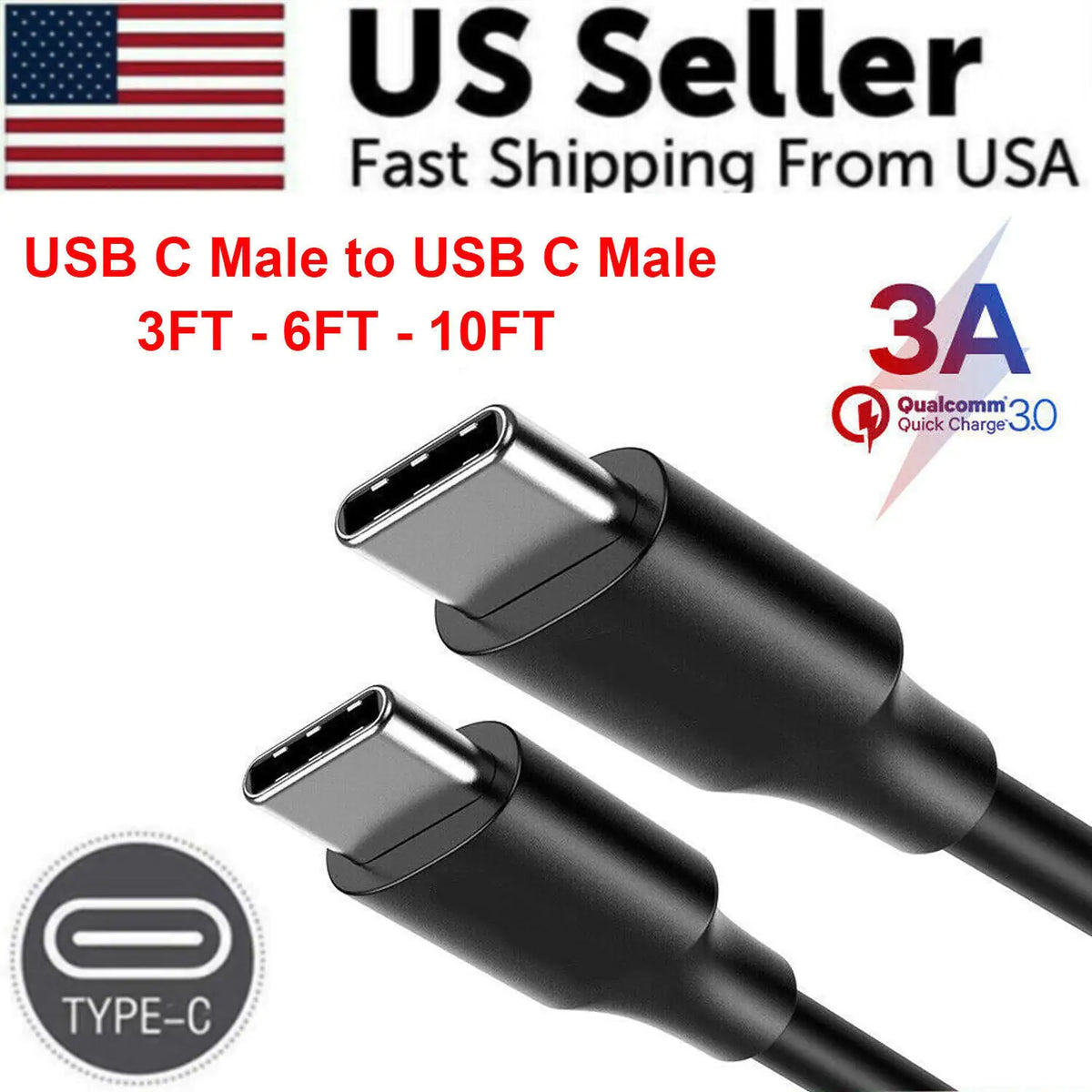 USB-C to USB-C Cable Male Type-C Cable Cord Fast Charger Charging Data Sync Mimarta