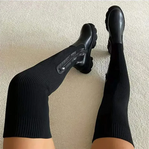 Thigh High Stretch Knit Boots Rieworkes