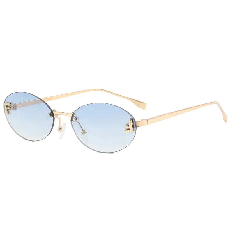Trendy Women's Oval Metal Sunglasses by F Brand Mimarta