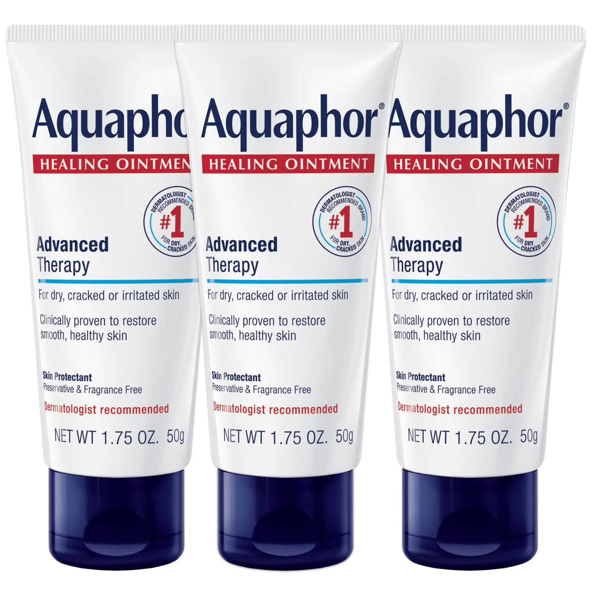 Aquaphor Healing Ointment Advanced Therapy Skin Protectant, Dry Skin Body Moisturizer, 1.75 Oz Tube, Pack of 3 Rieworkes