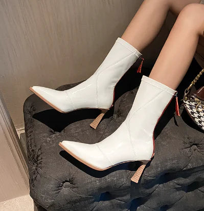 Imported Women's Leather Ankle Boots with Zipper Rieworkes