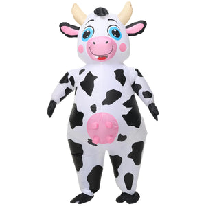 Arokibui Inflatable Cow Costume Funny Blow up Animal Costume Cow Suit Cosplay Party Christmas Halloween Costume Festival Costume Parade Carnival Costume Mimarta