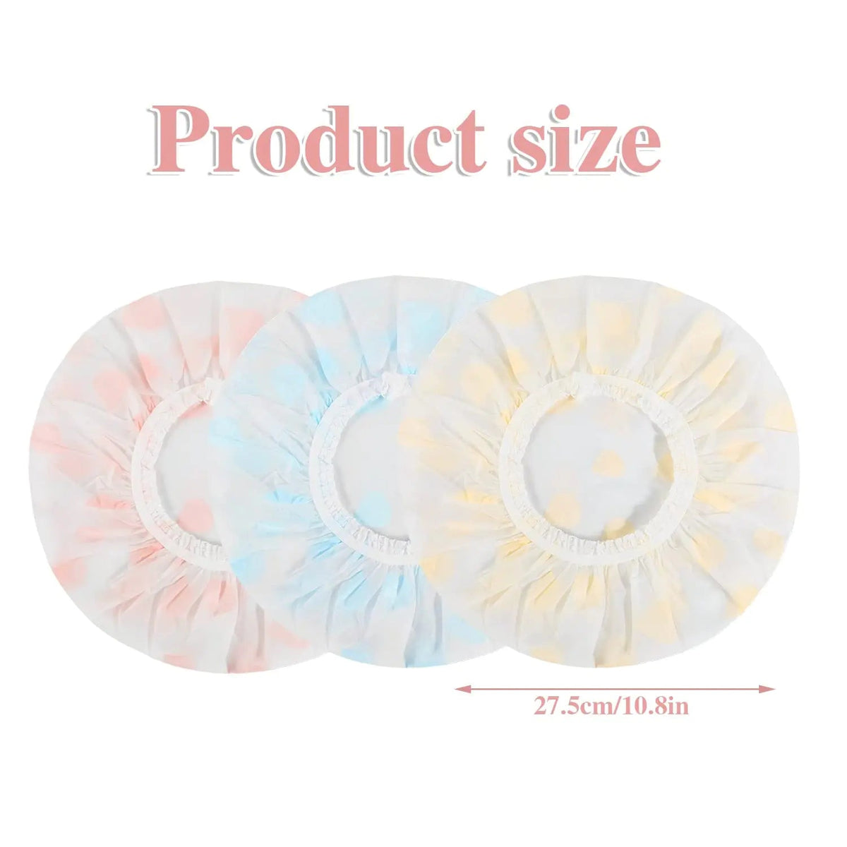 Waterproof Shower Caps, 3 Pcs Plastic Reusable Shower Caps Elastic Band Bath Caps for Women Ladies Spa Salon F Rieworkes