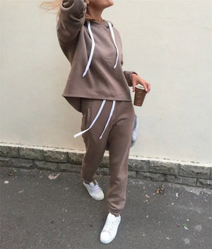 Women's Hooded Crop Sweatshirt Set - 2 Pieces Mimarta