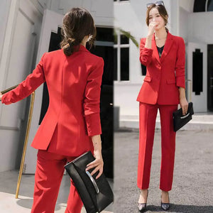Red Women's Suit Set - Fashionable Work Attire 2020 Mimarta