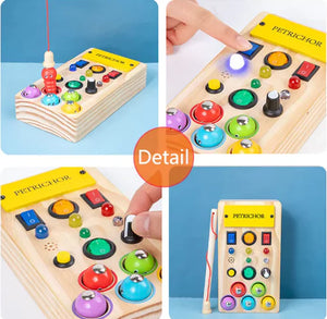 Bright Start LED Wooden Busy Board – Early Learning Toy for Kids Rieworkes