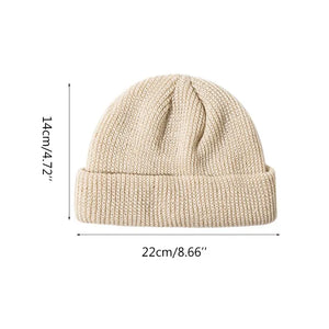 Unisex Winter Ribbed Knitted Cuffed Short Melon Cap Rieworkes