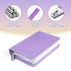 Manicure Set Professional Manicure Kit - 30 in 1 Pedicure Kit Nail Clippers Set Stainless Steel Nail Kit for Women - Purple 30 piece set Rieworkes