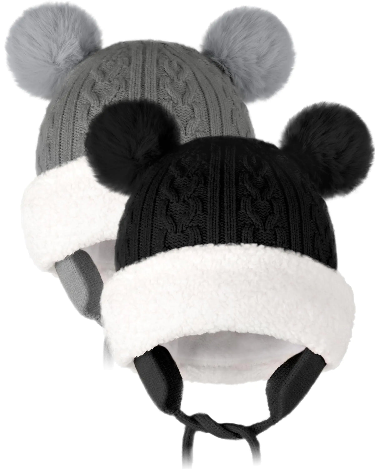 OLIKER Toddler Winter Hat Knitted Boys Girls Baby Beanie Double Pom Pom Kids Baby Winter Hat Fall Winter Hats Mimarta