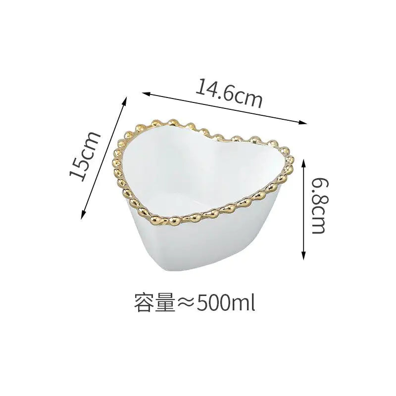 Nordic Gold Bead Ceramic Dinner Plates Rieworkes