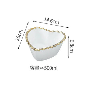 Nordic Gold Bead Ceramic Dinner Plates Rieworkes