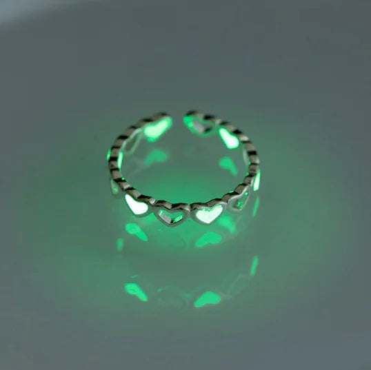Personalized Glow-in-the-Dark Heart Adjustable Ring Mimarta