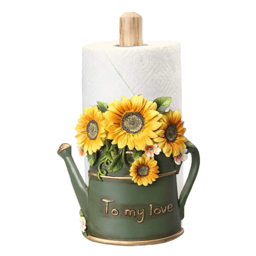 MASSJOY Paper Towel Holder with Sunflower Flower Decor Resin Crafts Display for Kitchen Cafe Western Restaurant Cake Shop Dessert Shop. Mimarta