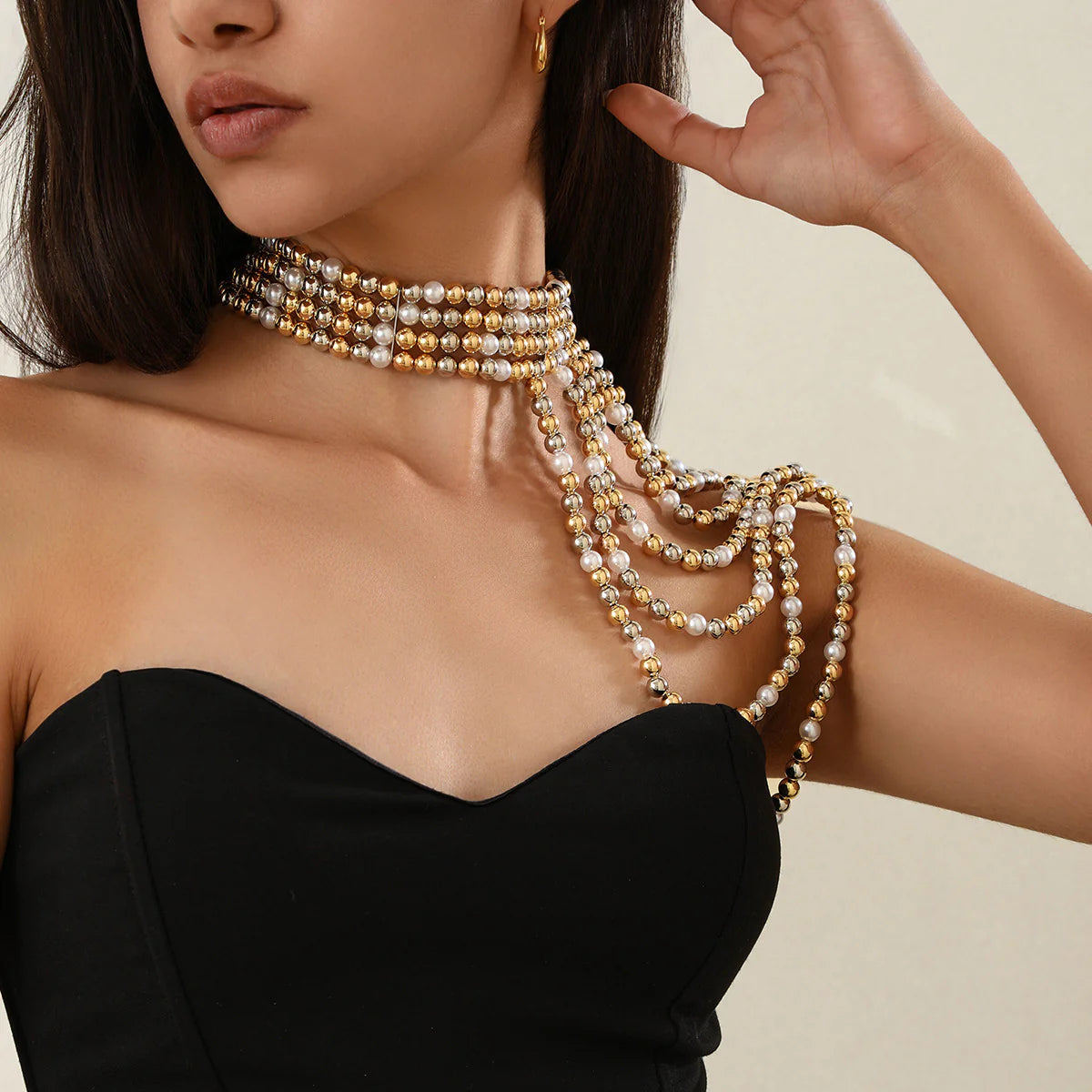 Multi-Layer Tassel Pearl Shoulder Chain Rieworkes