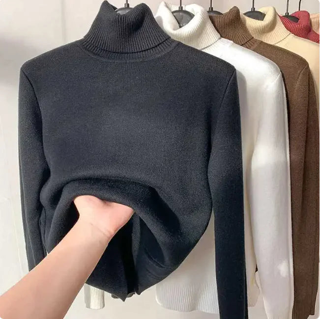 Cozy Velvet Art Retro Turtleneck Pullover Sweater Rieworkes