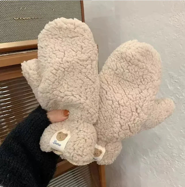 Women's Winter Lambskin Mittens Mimarta
