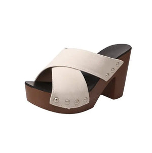 Square High Heel Platform Women's Summer Sandals: Elegant Rivet Pumps Rieworkes