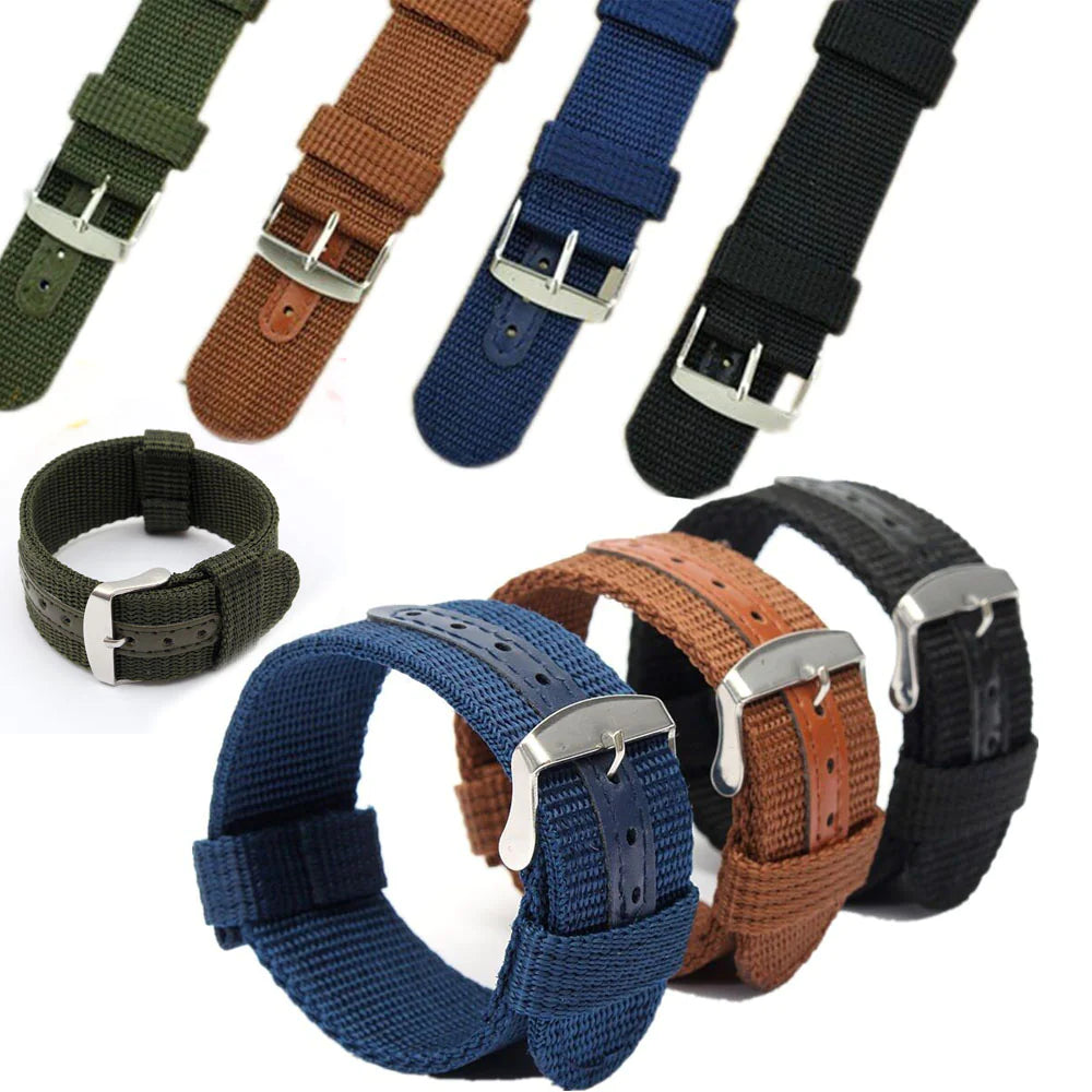 18mm 20mm 22mm 24mm Military Canvas Nylon Wrist Watch Band Strap Bracelet Sport Rieworkes