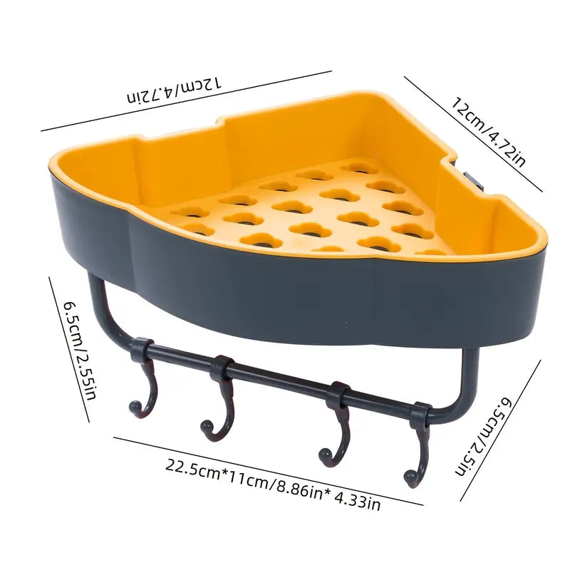 Triangular Adhesive Shelf with Hook for Bathroom Mimarta