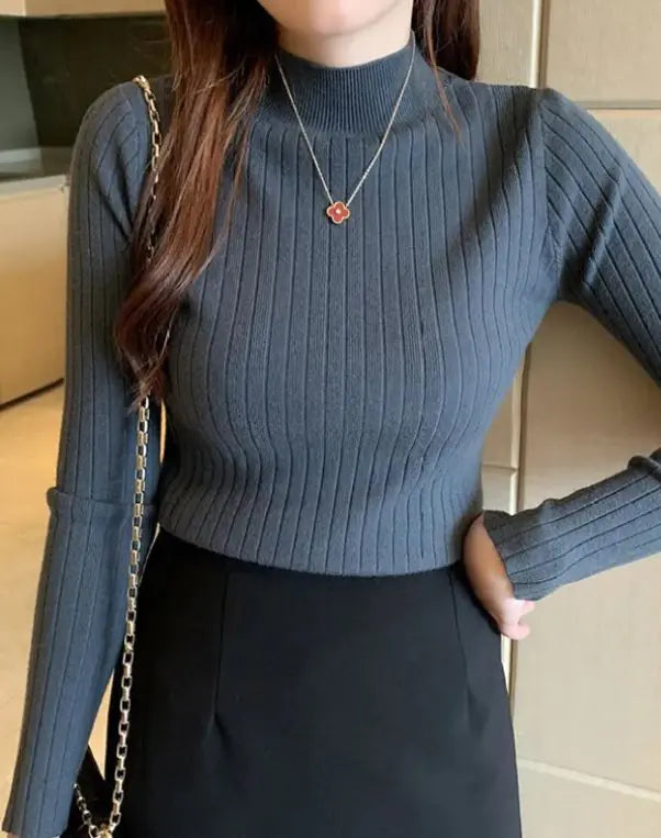 Half Turtleneck Bottoming Shirt Women's Long-sleeved Sweater Top Rieworkes