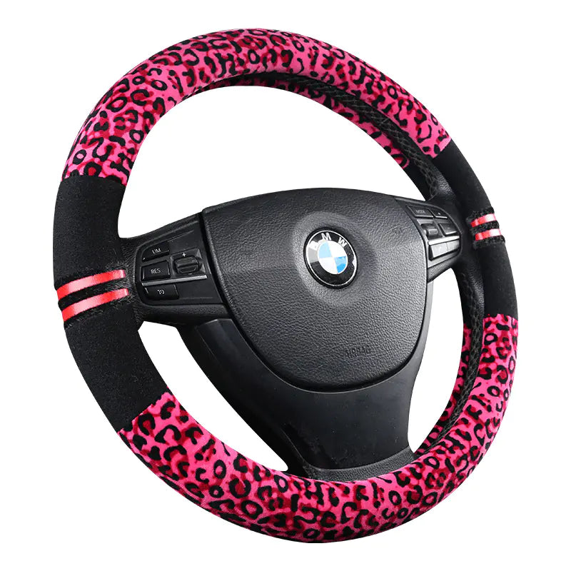Winter Car Steering Wheel Cover - Plush Leopard Print Mimarta