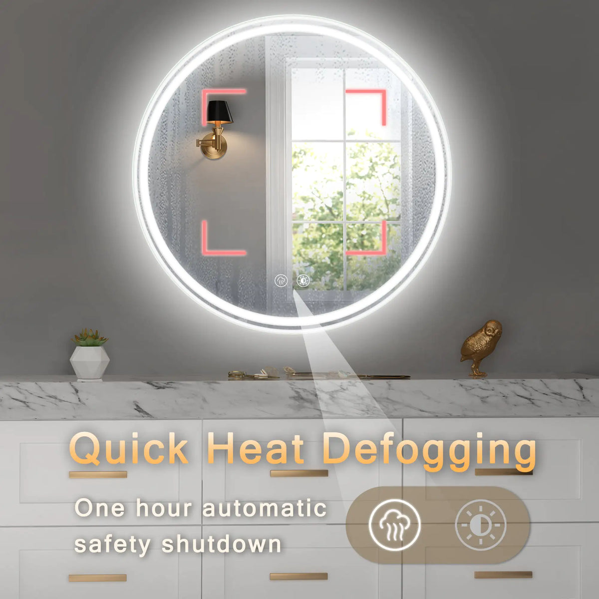 28 Inch Round LED Bathroom Mirror -Wall Mounted Mimarta