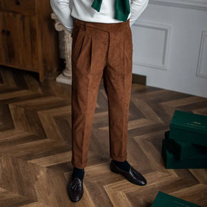 Corduroy Straight High Waist Casual Pants Men Rieworkes