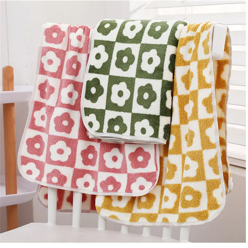 Cute Plaid Flowers Microfiber Towel Bath Towel Soft  Face Towels Rieworkes