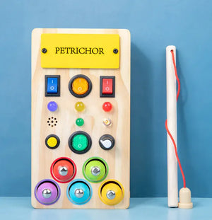 Bright Start LED Wooden Busy Board – Early Learning Toy for Kids Rieworkes