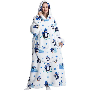 Oversized Long Blanket Hoodie Autumn Winter Fleece Rieworkes