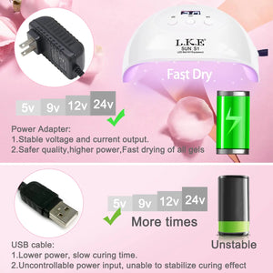 LKE UV LED Nail Lamp, Nail Dryer 72W Gel Nail Polish Curing Lamp UV Nail Lamp LED Nail Lamp for Gel Nail Polish Kit Nail Light Nail Art Accessories White (White) Rieworkes
