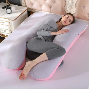 Sleeping Support Pillow For Pregnant Women Body PW12 100% Cotton Rabbit Print U Shape Maternity Pillows Pregnancy Side Sleepers Rieworkes