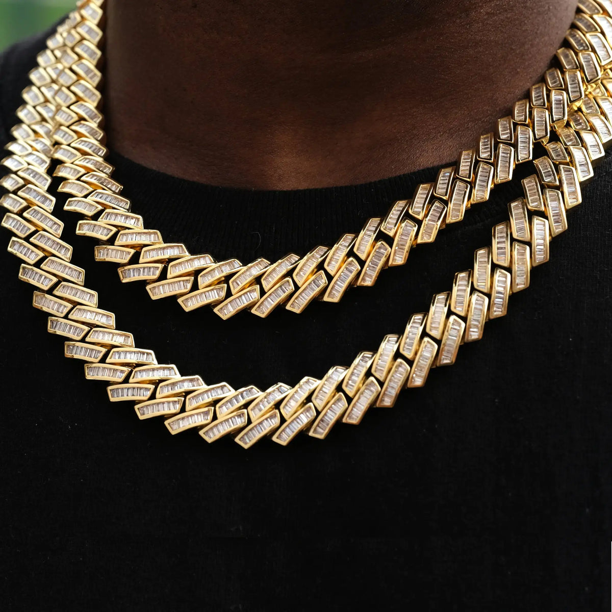 Baguette Channel Set Cuban Necklace Rieworkes
