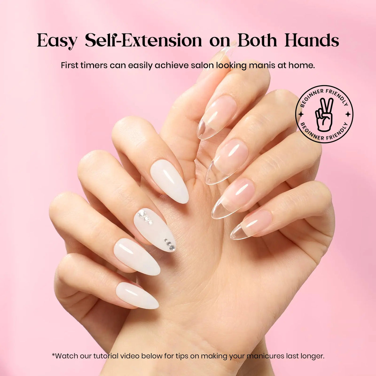 Beetles Gel Nail Kit 600Pcs Medium Almond Nail Tips with Milky White Gel Polish Top Coat, 15 Sizes Soft Clear Gel Nail Tips 5 In 1 Nail Glue Uv Nail Lamp for Nail Extension DIY Nail Salon Gift for Her B-Medium Almond 600pcs(Gel Polish & Top Coat） Rieworkes