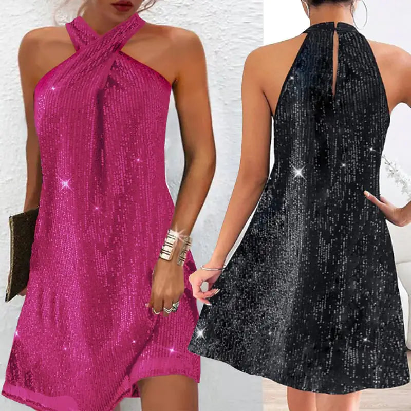 Elegant Halter Strapless Sequin Formal Dress Mimarta