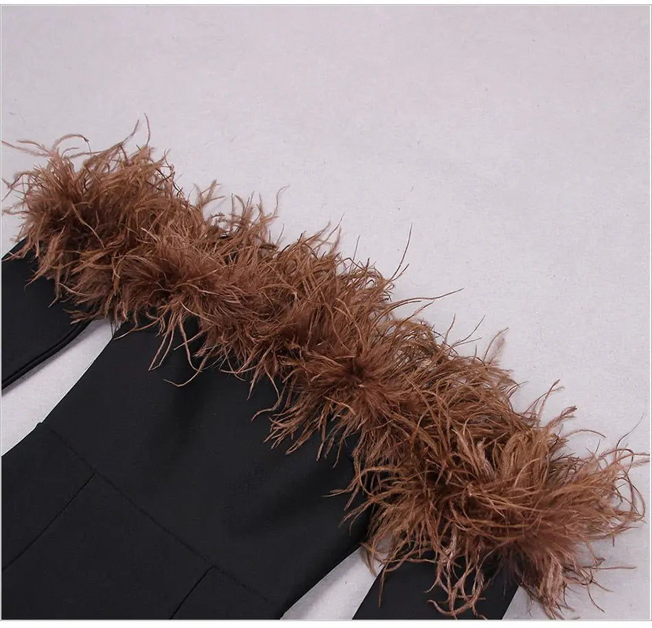 Feather Strapless Dress Rieworkes
