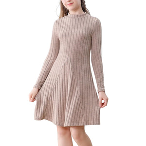 TATAKERI Girls Sweater Dresses Ribbed Mock Neck Long Sleeve Dresses for Girls Knit Fall Dress Little Girl Winter Dresses Pink Mimarta