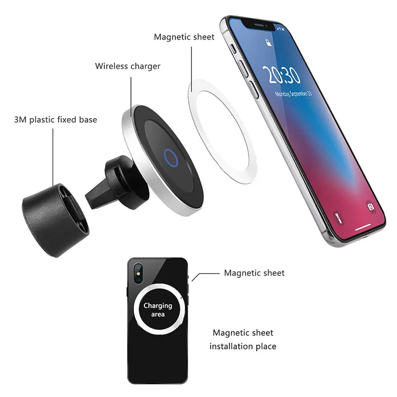 Fast Car Wireless Charger with Magnetic Phone Holder Rieworkes