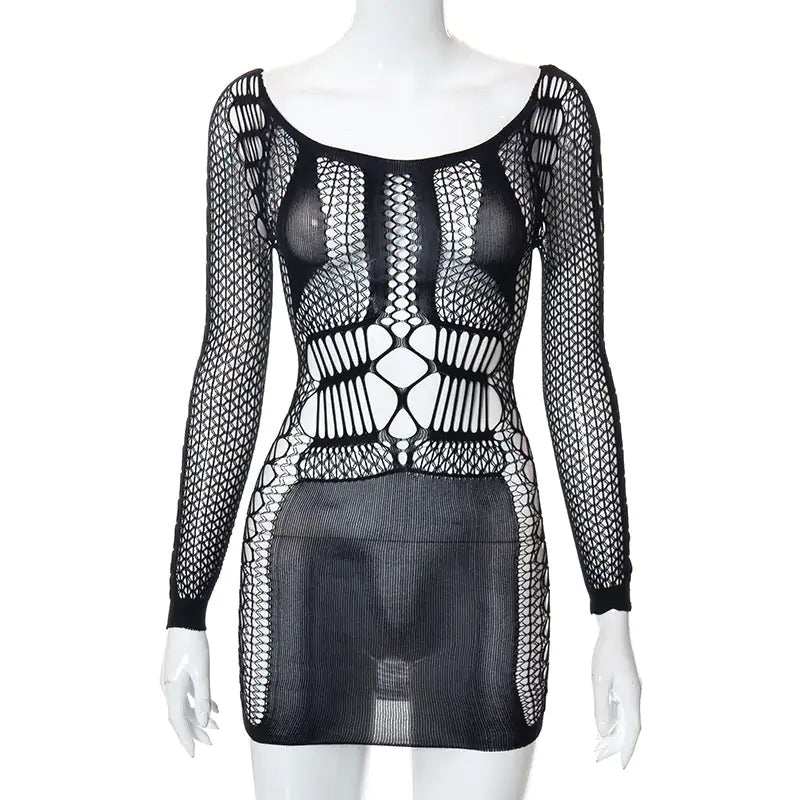 Mesh Cutout Mini Dress Rieworkes
