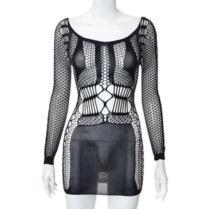 Mesh Cutout Mini Dress Rieworkes