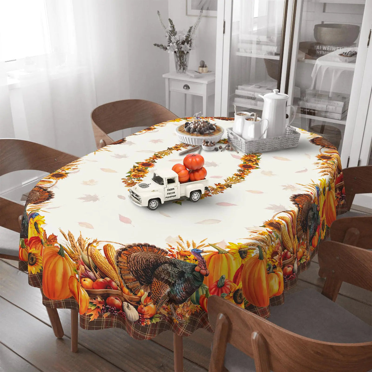 yrhsnclsdg Thanksgiving Tablecloth Fall Tablecloth Oval 60x102 Inch Autumn Harvest Turkey Pumpkin Table Cover Waterproof for Fall Thanksgiving Dinning Table Decorations Mimarta