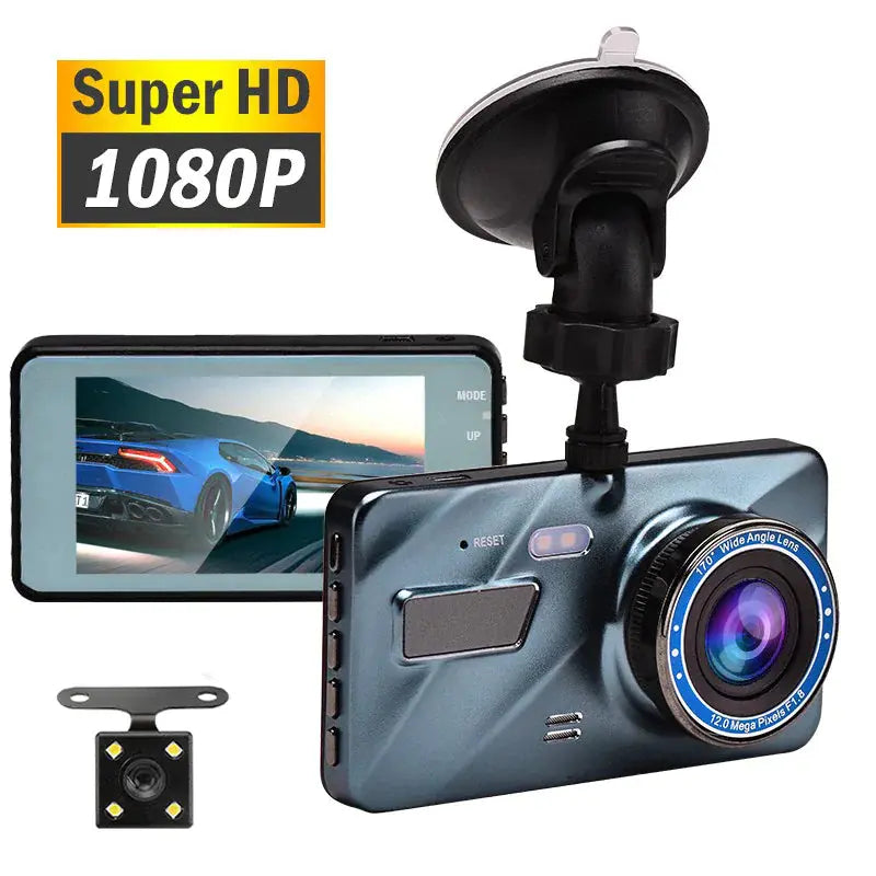 Touch Screen Dash Cam 4" 1080P Dual Lens Car DVR Recorder Front And Rear Camera Rieworkes